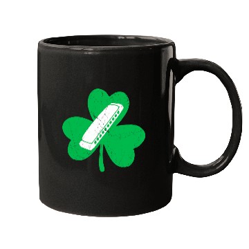 Discover Funny Harmonica Music Lover Irish Shamrock Harmonica St. Patricks Day Mugs