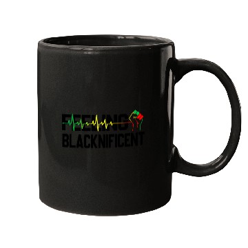 Discover black power fist feeling blacknificent heartbeat Mugs