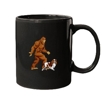 Discover Cavalier Pet Fun bigfoots Walking Cavalier King Charles Spaniel Sasquatch Mugs