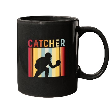 Discover Sport Baseball Retro Vintage Softball Baseball Catcher Mugs