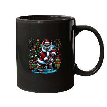 Discover Sport Hockey Santa Devon rexs Cat Playing Hockey Mugs