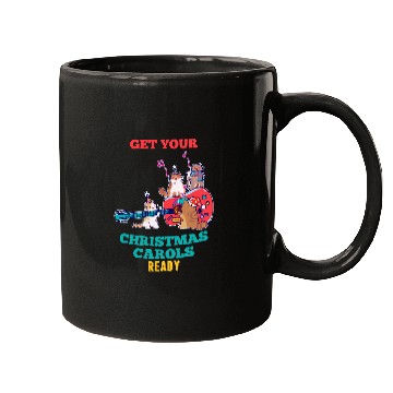 Discover Funny Guitar black cats Kitty Christmas Carol singing cats guitar Kitten Cat Mugs