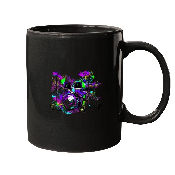 Discover Funny Drummer Rock and Roll Multicolor Drumset Drumming Mugs