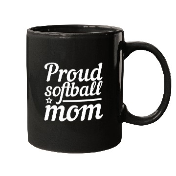 Discover Sport Softball Cute Cursive Proud Softball Mom All Star Design in White Mugs