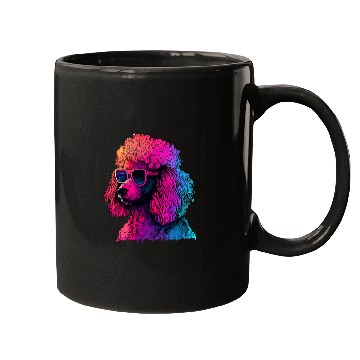 Discover Poodle Pet Synthwave 80s Retrowave Aesthetic Mugs