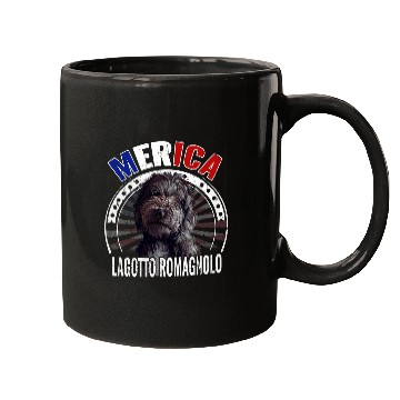 Discover Lagotto Romagnolo Pet Merica Lagotto Romagnolo Dog American Flag USA Mugs