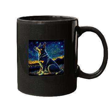 Discover Australian Kelpie Pet Surrealism Starry Night Australian Kelpie Mugs