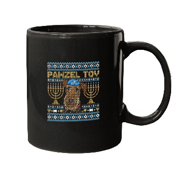 Discover Airedale Terrier Pet Pawzel Tov Jewish Dog Funny Hanukkah Dog Mugs