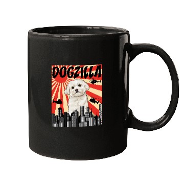 Discover Maltese Pet Funny Retro Japanese Dogzilla Mugs