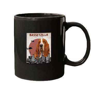 Discover Basset Hound Pet Bassetzilla Basset Hound Dog Giant Monster Japanese Meme Mugs