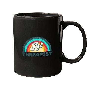 Discover Art Therapist 1960s Groovy Distressed Font Rainbow Mugs