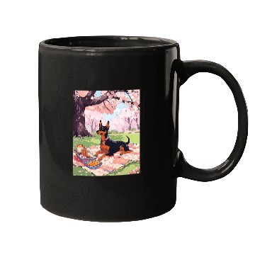 Discover Miniature Pinscher Pet Cherry Blossom Funny Dog Picnic Mugs