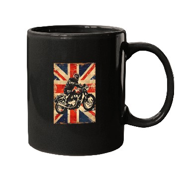Discover Retro UK Flag Motorcycle Biker on vintages Union Jack Mugs