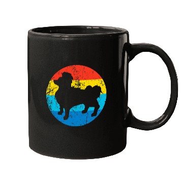Discover Papillon Pet Breed Silhouette Retro 1970s Circle 3 Mugs