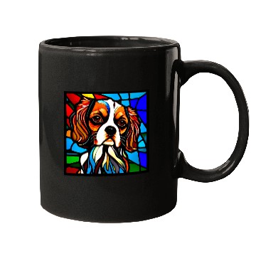 Discover Cavalier Pet King Charles Spaniel Stained Glass Pop Art 5 Mugs