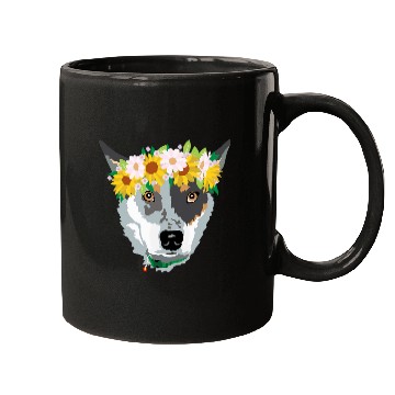 Discover Heeler Pet adorable Blue Heeler Cattle Dog with flowers Mugs