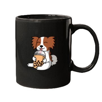 Discover Papillon Pet Boba Bubble Milk Tea Papillon Dog Mugs