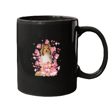 Discover Shetland Pet Cherry Blossom Flowers Mugs