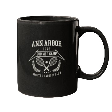 Discover Sport Tennis Retro 70s Tennis Summer Camp Ann Arbor Michigan Mens Mugs