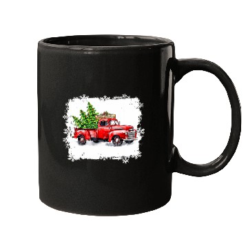Discover Bleached vintages Wagon Christmas xmass Tree on Car Red Truck Mugs