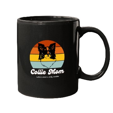 Discover Border Collie Pet Mom Retro Style Sunset Cool Collie Mom Mugs