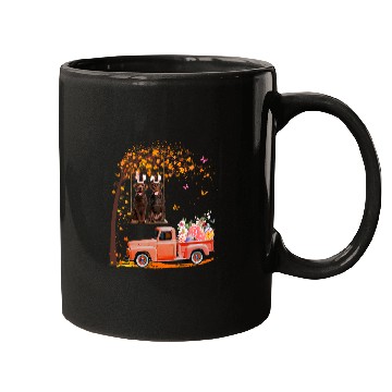 Discover Labrador Pet Chocolate Labrador Bunny Truck Eggs Tree Rabbit Easter Day Mugs