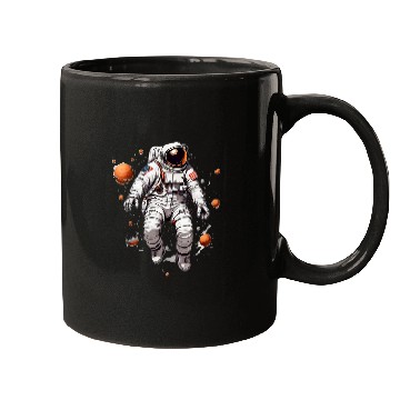 Discover Astronaut Floating In Space Solar System Stars Planets 4 Mugs