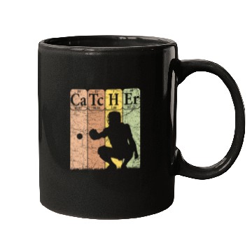 Discover Sport Baseball Periodic Table Elements Nerd Baseball Catcher Retro 3 Mugs
