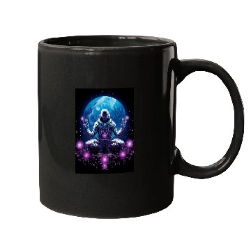 Discover Astronaut In Lotus Pose Holding Space Objects 3 Mugs