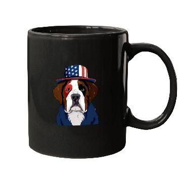 Discover Saint Bernard with USA Flag American Independence Day Mugs