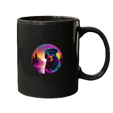 Discover Rottweiler Pet Synthwave 80s Retrowave Aesthetic Mugs
