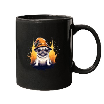 Discover Pug Pet Halloween Wizard Pug Pug with Wizard Hat Pug Witch Mugs