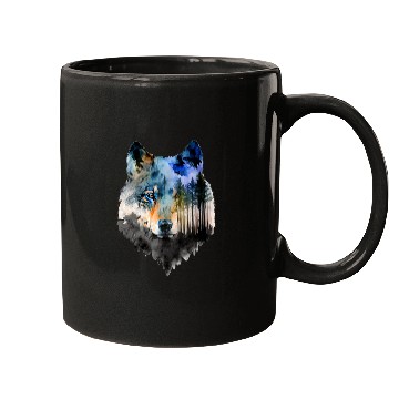 Discover Coyote Mammal Forest Landscape Animal Face Art Animal Lover Mugs
