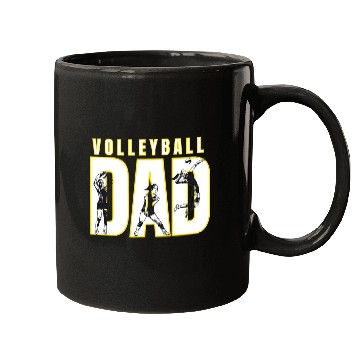 Discover Sport Volleyball Dad Black and Gold Mugs