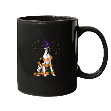Discover Great Dane Pet Wizard Hat Tree Lights Pumpkin Funny Halloween Mugs