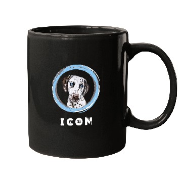 Discover Dalmatian Pet Face With Funny Icon Caption Mugs