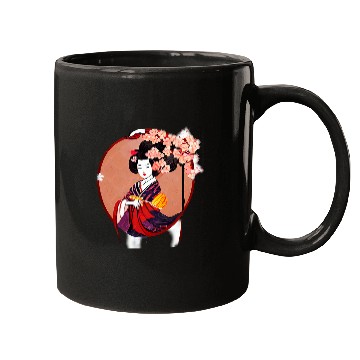 Discover Japanese Geisha cherry blossom flowers classical art Mugs