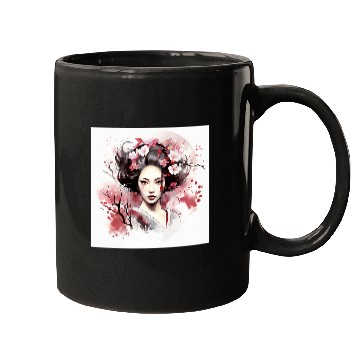 Discover Japanese Elegance Geishas Blossom Vector Mugs