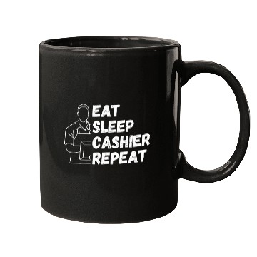 Discover Eat Sleep Cashier Repeat Funny Daily Routine Lifestyle Mugs