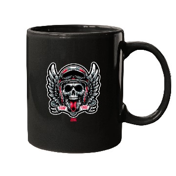 Discover Skull Rebel Motorcycle Skeletons Biker Graphic Design Mugs