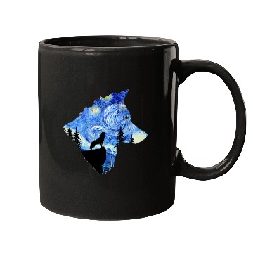 Discover Coyote Mammal Starry Night wolfs by Vincent van Gogh Famous Painting Mugs