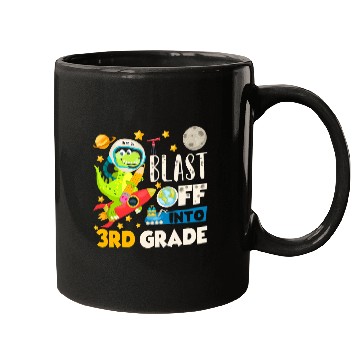 Discover Dinosaur Pet Blast Off Into 3rd grade First Day of School Dinosaur Astro Mugs