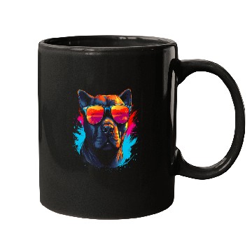Discover Tough Cool Neon Pitbull Puppy Love Dog wearing Sun Glasses 1 Mugs