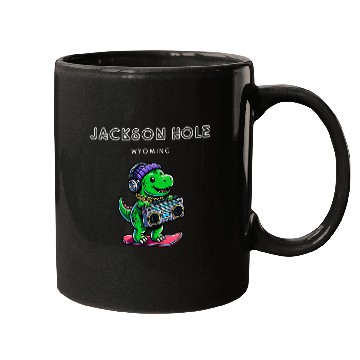 Discover Dinosaur Pet Jackson Hole Wyoming Cute Snowboard TRex Mugs