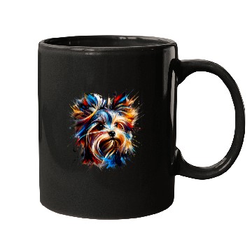 Discover Abstract Expressionism inspired Yorkshire Terrier Mugs