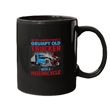 Discover Never Underestimate A Grumpy Old Trucker With Motorcycle Mugs