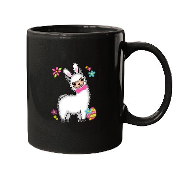 Discover Llama Pet Funny Easter Llama Alpaca With Rabbit Ears And Easter Eggs 32 Mugs