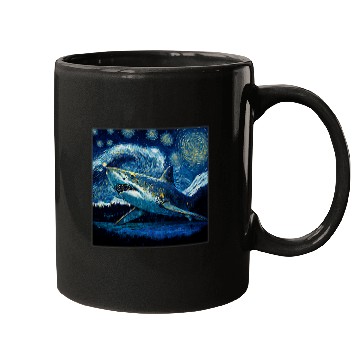Discover Shark Pet Surrealism Starry Night Sand Tiger Mugs