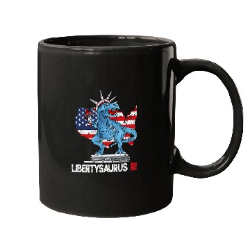 Discover Dinosaur Pet Libertysaurus T rexs Statue of Liberty Dinosaur 4th of July Mugs