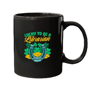 Discover Book Fun Lucky To Be a Librarian St Patricks Day Book Lover Bookworm Mugs